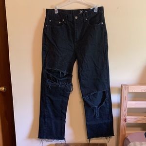 Distressed Black High Waisted Pants